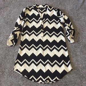 Rue 21 Chevron Tunic Dress Black Cream Small